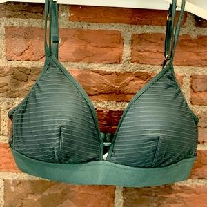 Lively emerald strip mesh bralette wireless bra NWOT